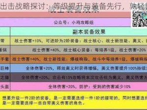 小鸡出击战略探讨：等级提升与装备先行，孰轻孰重？