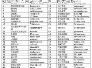男人网站一区二区三区;探索男性世界的神秘领域：男人网站一区二区三区大揭秘