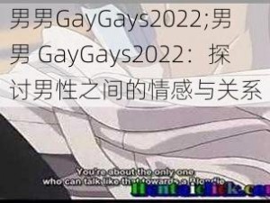 男男GayGays2022;男男 GayGays2022：探讨男性之间的情感与关系