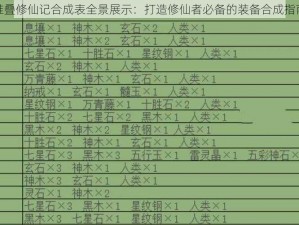 堆叠修仙记合成表全景展示：打造修仙者必备的装备合成指南