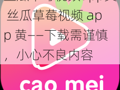 丝瓜草莓视频app黄 丝瓜草莓视频 app 黄——下载需谨慎，小心不良内容