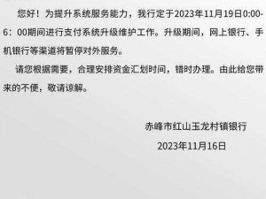 九龙战停机维护更新通知：关于系统升级与功能优化的重要公告