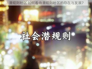 潜规则社区 如何看待潜规则社区的存在与发展？