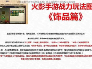 火影忍者手游饰品升星攻略：饰品强化材料全方位获取指南