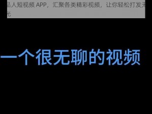 成品人短视频 APP，汇聚各类精彩视频，让你轻松打发无聊时光