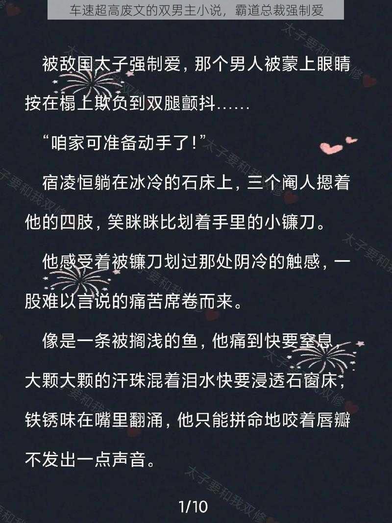 车速超高废文的双男主小说，霸道总裁强制爱