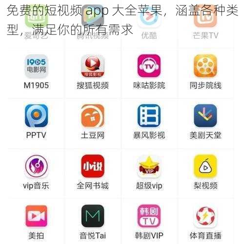 免费的短视频 app 大全苹果，涵盖各种类型，满足你的所有需求