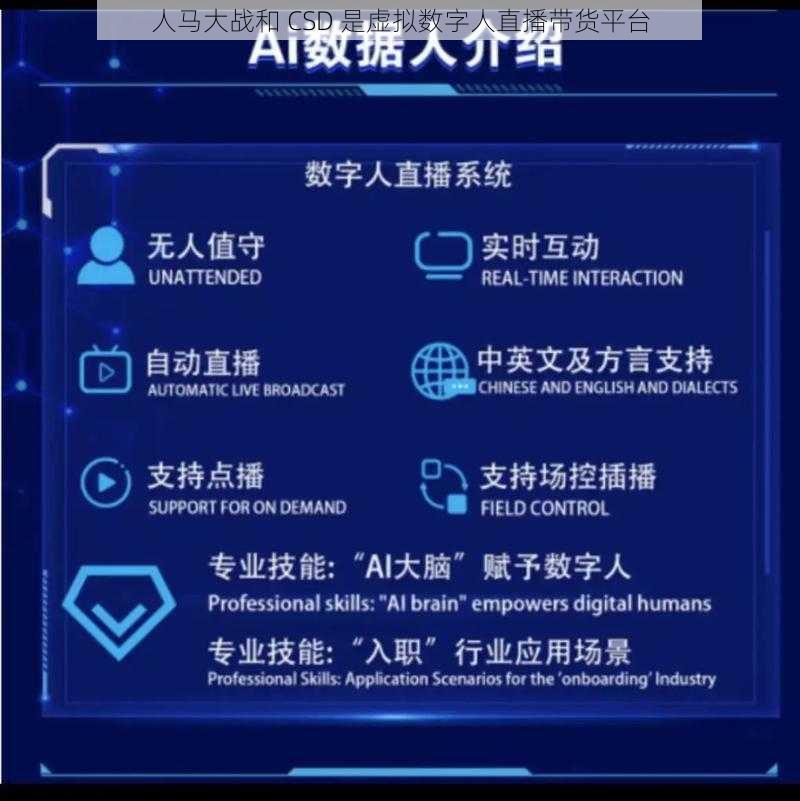 人马大战和 CSD 是虚拟数字人直播带货平台