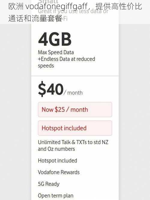 欧洲 vodafonegiffgaff，提供高性价比通话和流量套餐