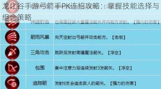 龙之谷手游弓箭手PK连招攻略：掌握技能选择与组合策略