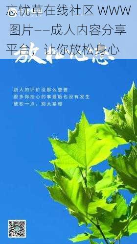 忘忧草在线社区 WWW 图片——成人内容分享平台，让你放松身心