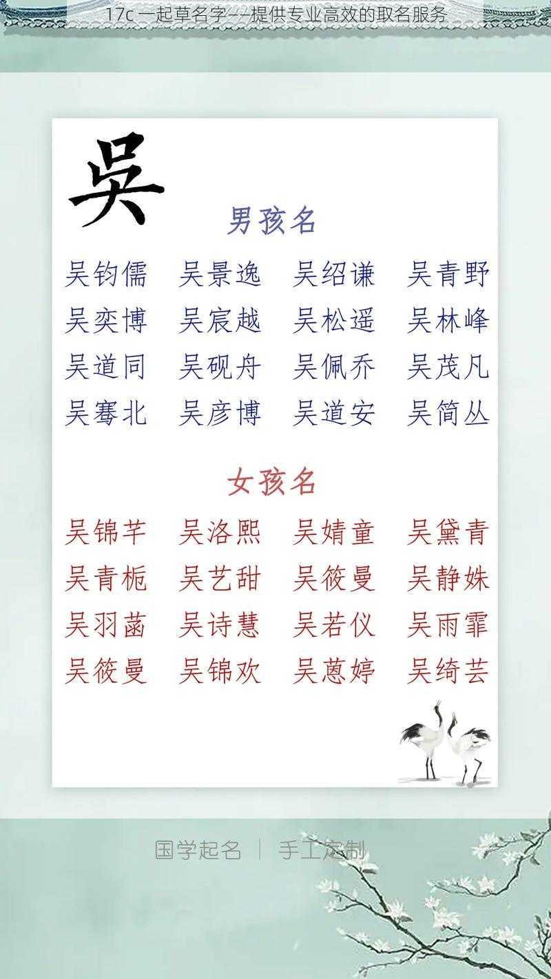 17c 一起草名字——提供专业高效的取名服务