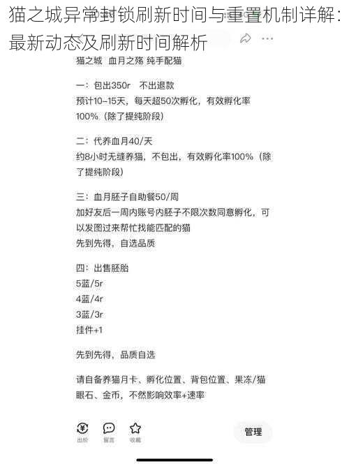 猫之城异常封锁刷新时间与重置机制详解：最新动态及刷新时间解析