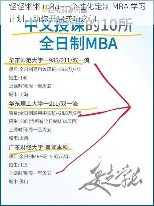 铿铿锵锵 mBa——个性化定制 MBA 学习计划，助你开启成功之门