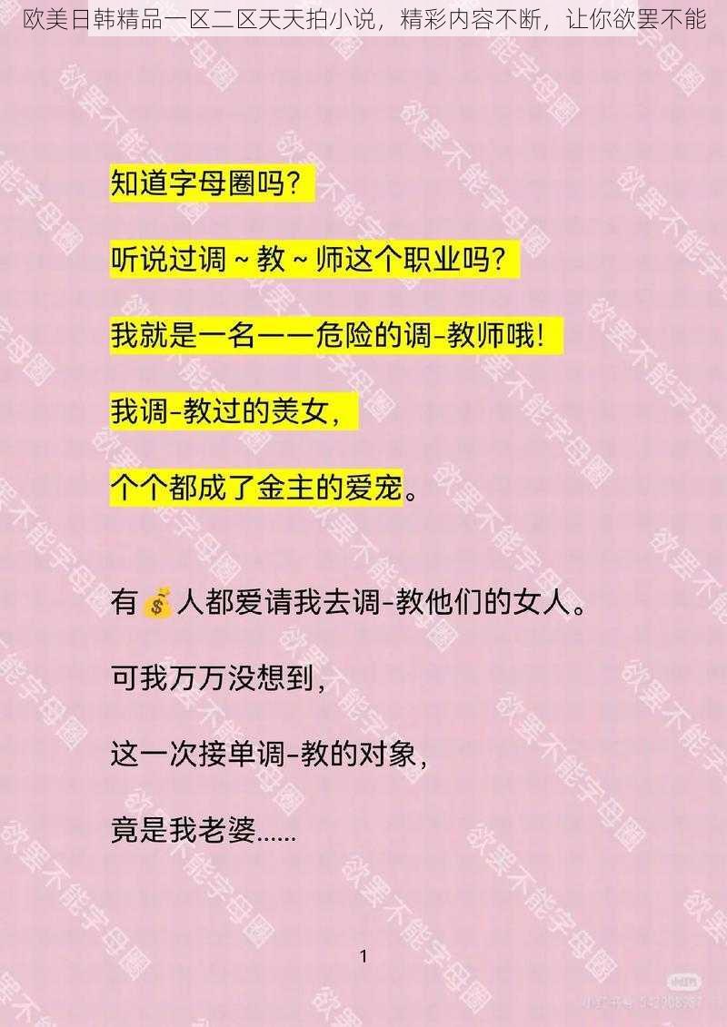 欧美日韩精品一区二区天天拍小说，精彩内容不断，让你欲罢不能