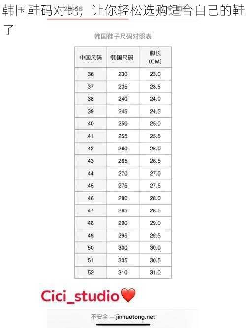 韩国鞋码对比，让你轻松选购适合自己的鞋子