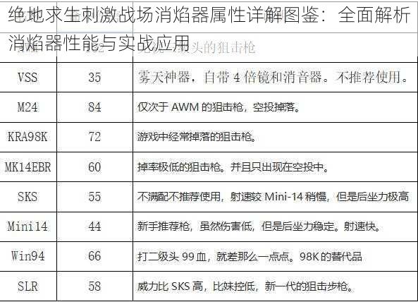 绝地求生刺激战场消焰器属性详解图鉴：全面解析消焰器性能与实战应用