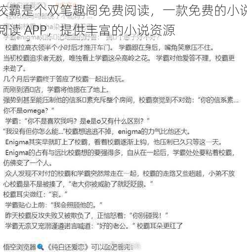 校霸是个双笔趣阁免费阅读，一款免费的小说阅读 APP，提供丰富的小说资源