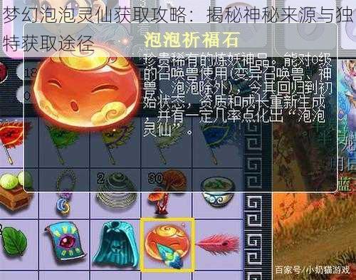 梦幻泡泡灵仙获取攻略：揭秘神秘来源与独特获取途径