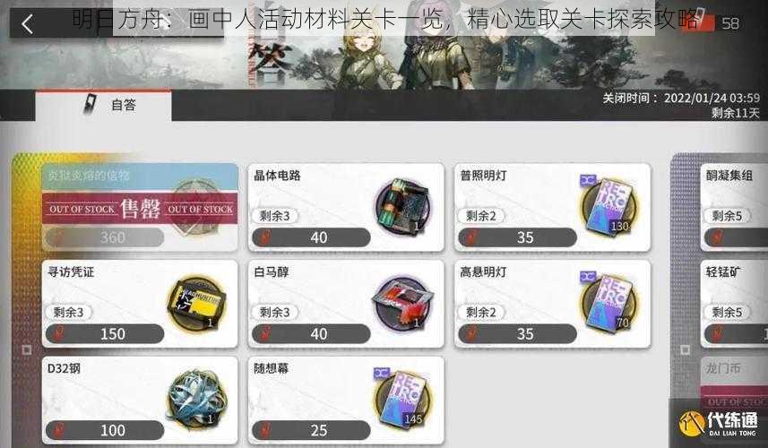 明日方舟：画中人活动材料关卡一览，精心选取关卡探索攻略