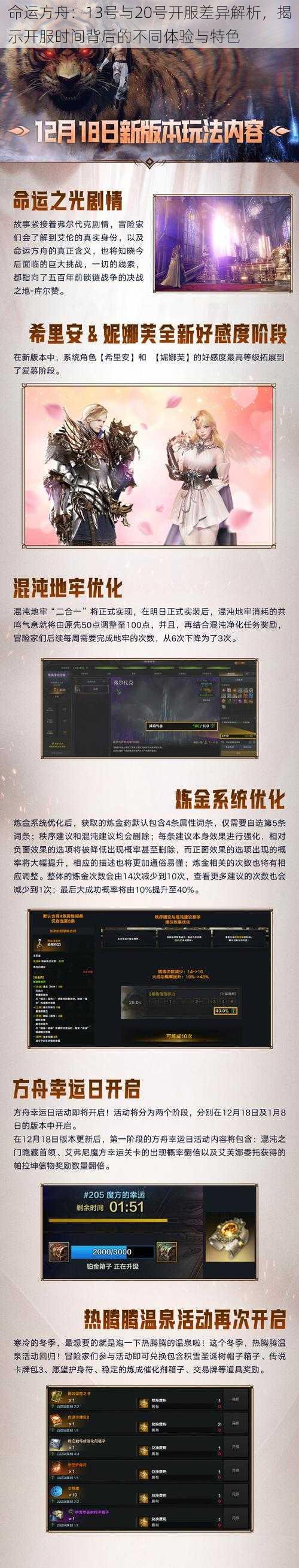 命运方舟：13号与20号开服差异解析，揭示开服时间背后的不同体验与特色