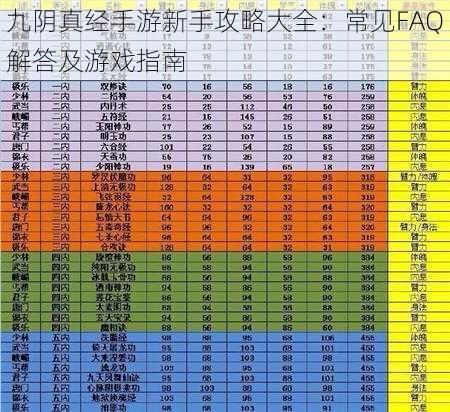 九阴真经手游新手攻略大全：常见FAQ解答及游戏指南