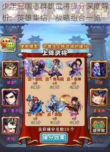 少年三国志群雄武将缘分深度解析：英雄集结，战略组合一览