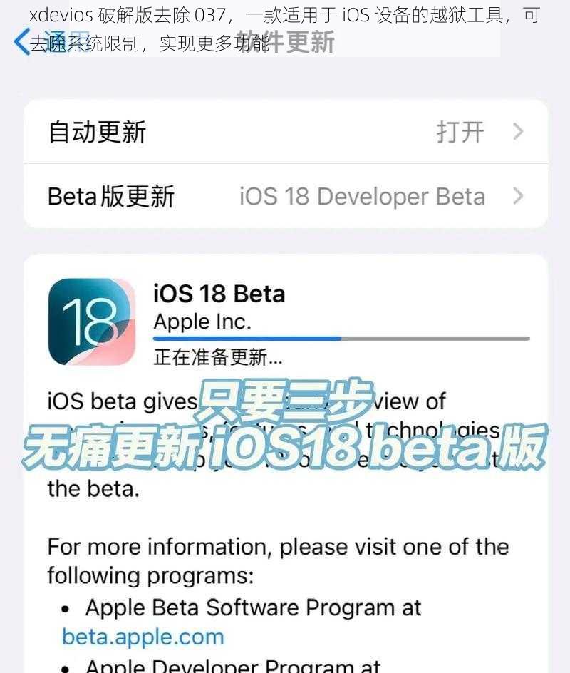 xdevios 破解版去除 037，一款适用于 iOS 设备的越狱工具，可去除系统限制，实现更多功能