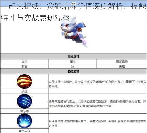 一起来捉妖：贪狼培养价值深度解析：技能特性与实战表现观察