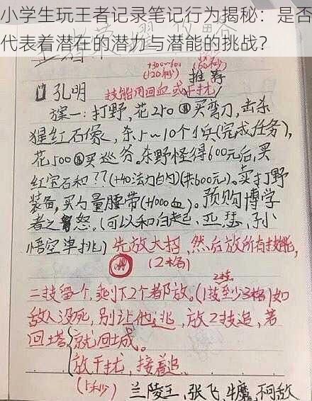 小学生玩王者记录笔记行为揭秘：是否代表着潜在的潜力与潜能的挑战？