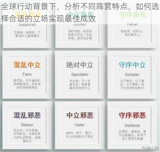 全球行动背景下，分析不同阵营特点，如何选择合适的立场实现最佳成效