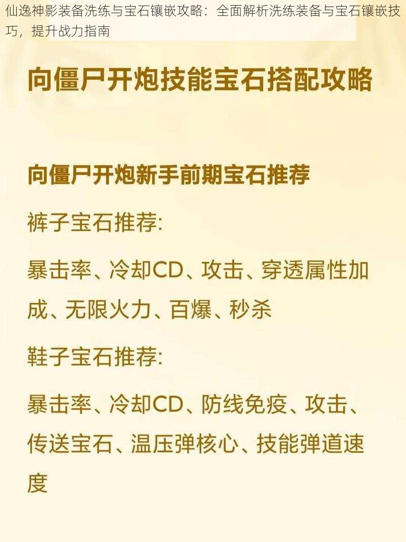 仙逸神影装备洗练与宝石镶嵌攻略：全面解析洗练装备与宝石镶嵌技巧，提升战力指南