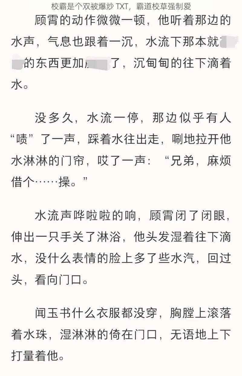 校霸是个双被爆炒 TXT，霸道校草强制爱