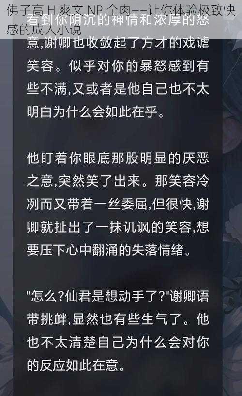 佛子高 H 爽文 NP 全肉——让你体验极致快感的成人小说