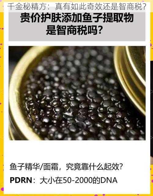 千金秘精方：真有如此奇效还是智商税？