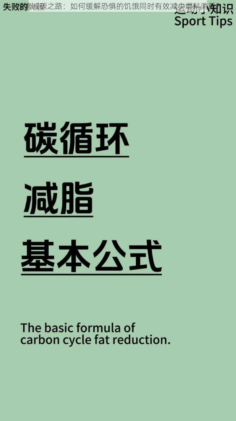 探索减碳之路：如何缓解恐惧的饥饿同时有效减少燃料消耗？