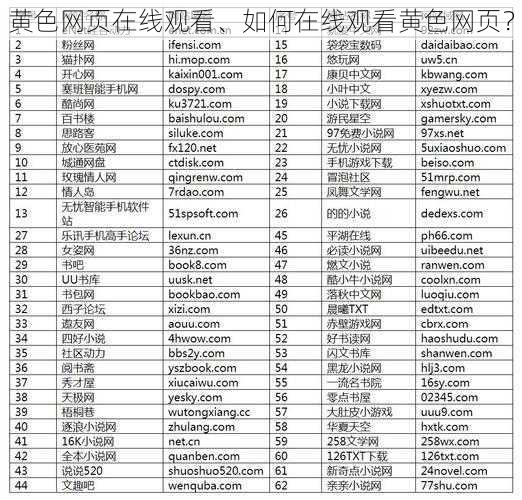 黄色网页在线观看、如何在线观看黄色网页？