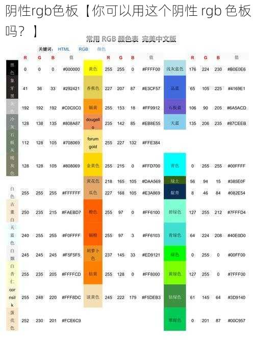 阴性rgb色板【你可以用这个阴性 rgb 色板吗？】