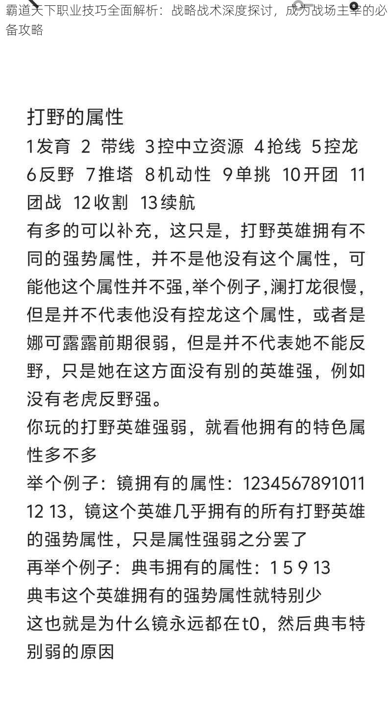 霸道天下职业技巧全面解析：战略战术深度探讨，成为战场主宰的必备攻略