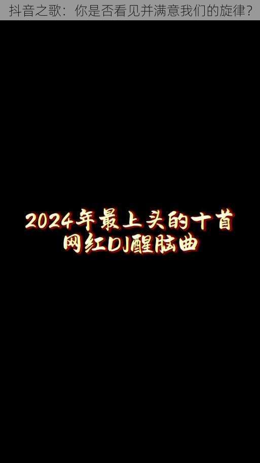 抖音之歌：你是否看见并满意我们的旋律？