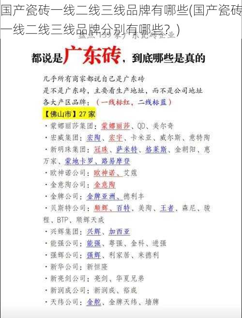 国产瓷砖一线二线三线品牌有哪些(国产瓷砖一线二线三线品牌分别有哪些？)