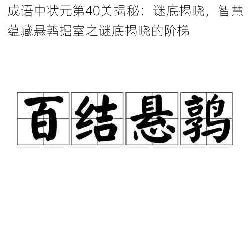 成语中状元第40关揭秘：谜底揭晓，智慧蕴藏悬鹑掘室之谜底揭晓的阶梯