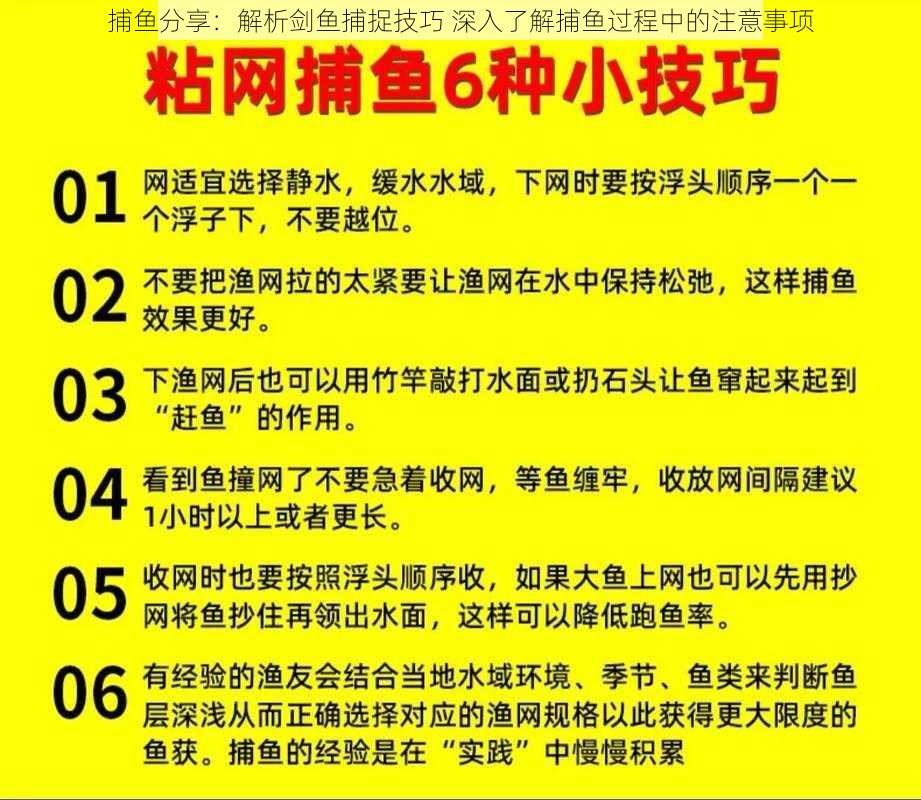 捕鱼分享：解析剑鱼捕捉技巧 深入了解捕鱼过程中的注意事项