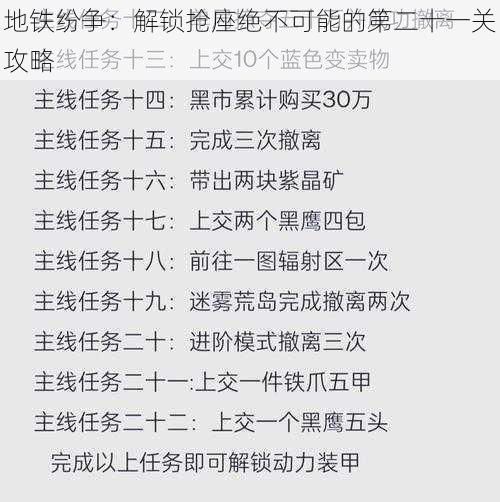 地铁纷争：解锁抢座绝不可能的第二十一关攻略