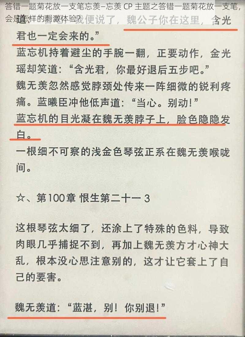 答错一题菊花放一支笔忘羡—忘羡 CP 主题之答错一题菊花放一支笔，会是怎样的刺激体验？