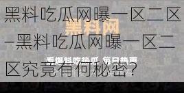 黑料吃瓜网曝一区二区—黑料吃瓜网曝一区二区究竟有何秘密？