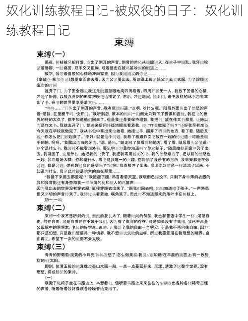 奴化训练教程日记-被奴役的日子：奴化训练教程日记