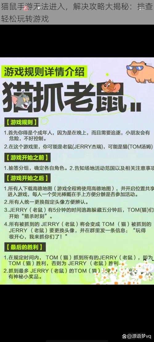 猫鼠手游无法进入，解决攻略大揭秘：排查轻松玩转游戏