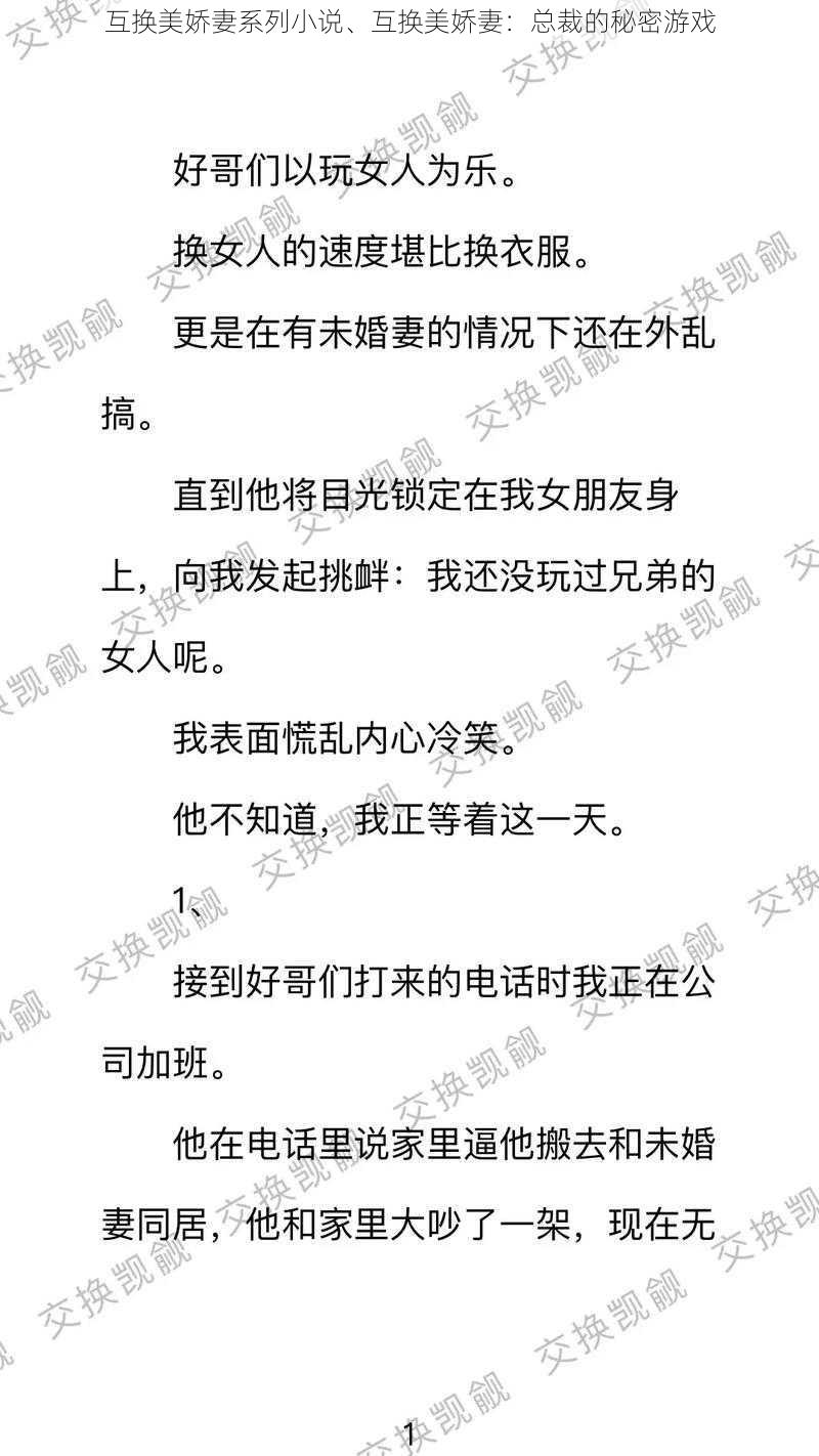 互换美娇妻系列小说、互换美娇妻：总裁的秘密游戏