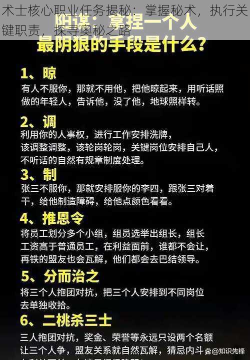 术士核心职业任务揭秘：掌握秘术，执行关键职责，探寻奥秘之路